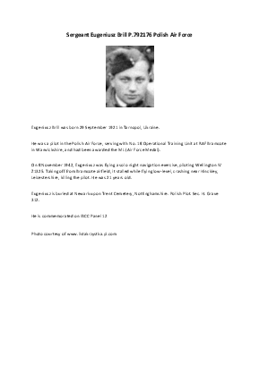 A preview of a PDF biography for Brill, Eugeniusz